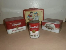 Campbells Soup Metal Advertising Tins Lunch Box Recipe Box Storage Box Coin Bank