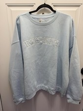 Buc-ees Embroidered Sweatshirt Spell Out Crewneck Pullover Light Blue 2XL