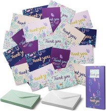 Assorted Floral Thank You Cards with Envelopes, 20 Pack for Heartfelt Gratitude