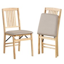 COSTWAY Folding Dining Chairs Set of 2 Foldable Upholstered Kitchen Chairs