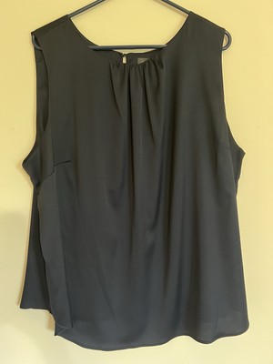 Women s The Limited 1X Pleated Black Sleeveless Blouse Top 