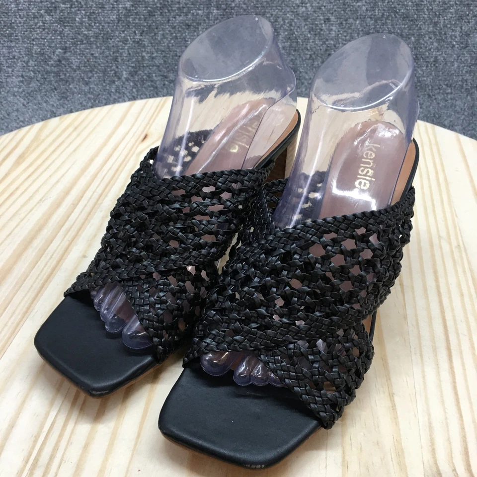Sandalias Kensie para mujer 9 M Khadi Mule Slides negras imitación cuero tacones informales NUEVAS Foto 3 de 4