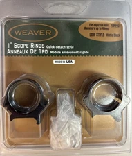 Weaver Scope Rings 49040 1" Matte Black Low Style For Scopes Up To 40mm Dia