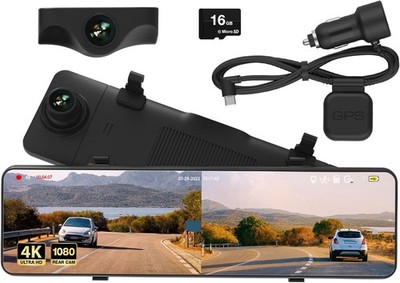 Type S Y400 PLUS In-car Mirror with 4K dual-channel dash cam integration, 1080p