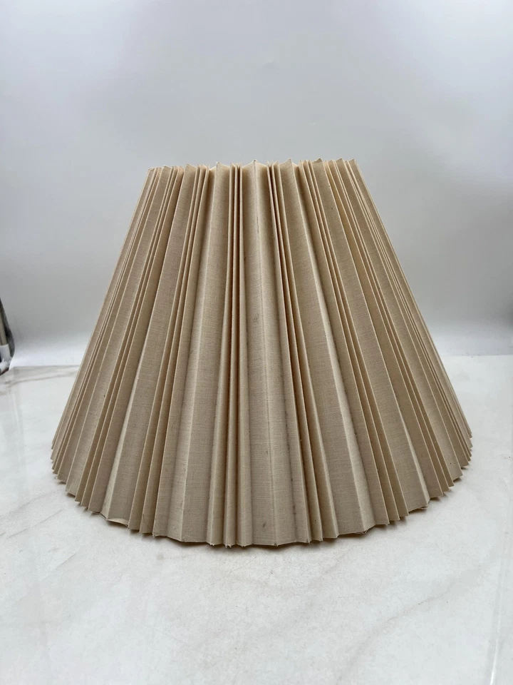 VTG Pleated Lamp Shade Beige Fabric Empire Spider Fitter Table Lamp Replacement - Image 2 of 4