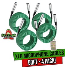 XLR Microphone Cables 4 Pack by FAT TOAD  50ft Professional Pro Audio Green