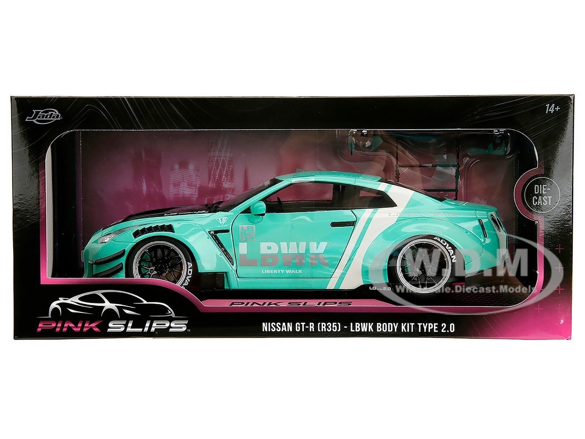 NISSAN GT-R (R35) LIBERTY WALK 2.0 RHD LIGHT BLUE 1/18 DIECAST BY