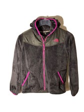 The North Face Girls XL 18 Oso Plush Fleece Hooded Full Zip Jacket-Gray/Pink
