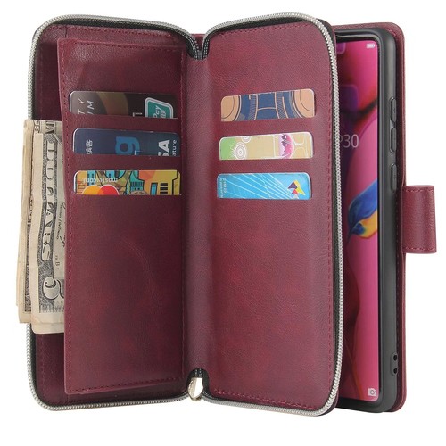 For OnePlus 12 Wallet Case 9 Card Zipper Slots Kickstand Flip Leather Phone Case - Picture 28 of 38