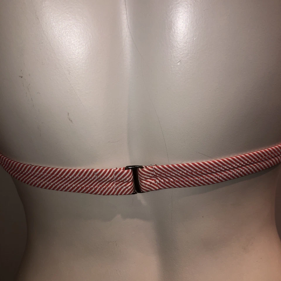 Top de natación halter de bikini Banana Republic para mujer triángulo mediano rosa a rayas Foto 4 de 4