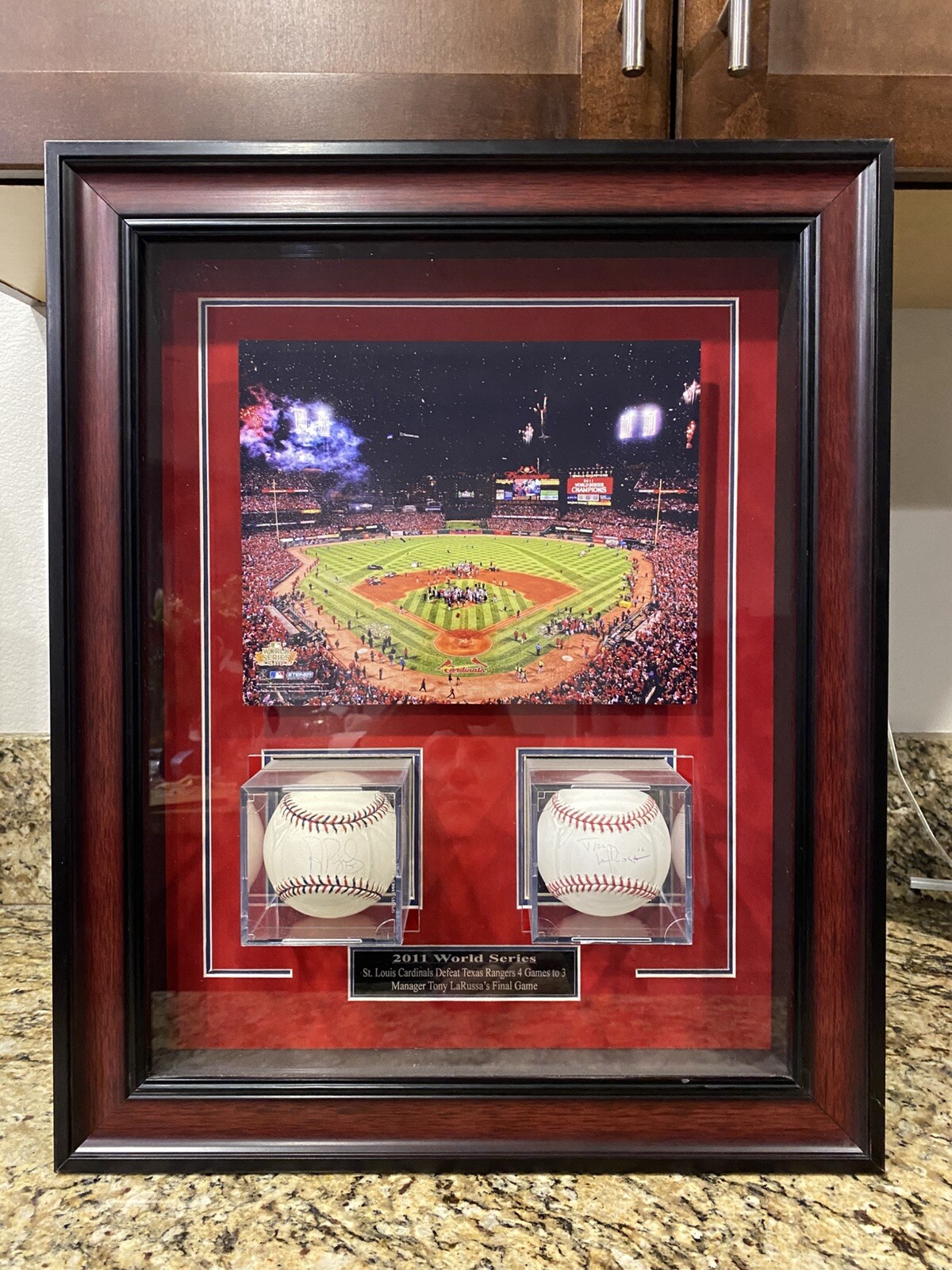 Albert Pujols Autographed Signed Cardinals 2011 World Series Shadow Box Tony LaRussa Balls 