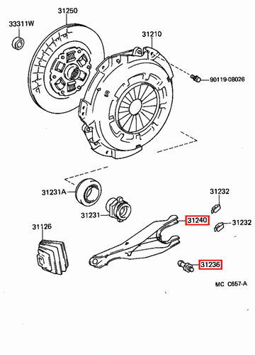 Genuine Hiace LH71 Hilux LN106 LN105 LN100 Clutch Release Fork & Pivot Ball Bolt - Picture 12 of 20