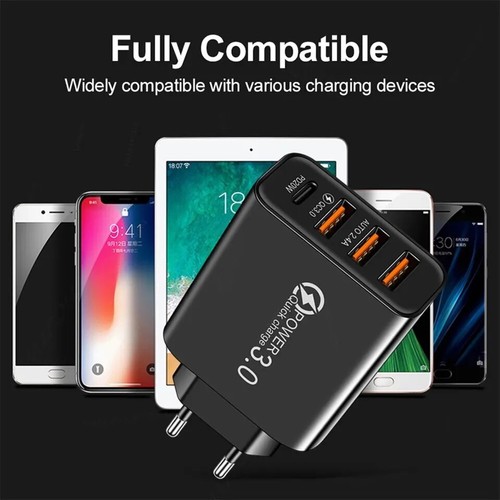 2 Caricatore Multiplo 65w 4 Porte USB-C Qc3.0 Adattatore Usb-c Ricarica Rapida - Foto 5 di 5