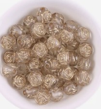25 Round Acrylic Beads 10mm Spacers Jewelry Making Gold/Clear Color