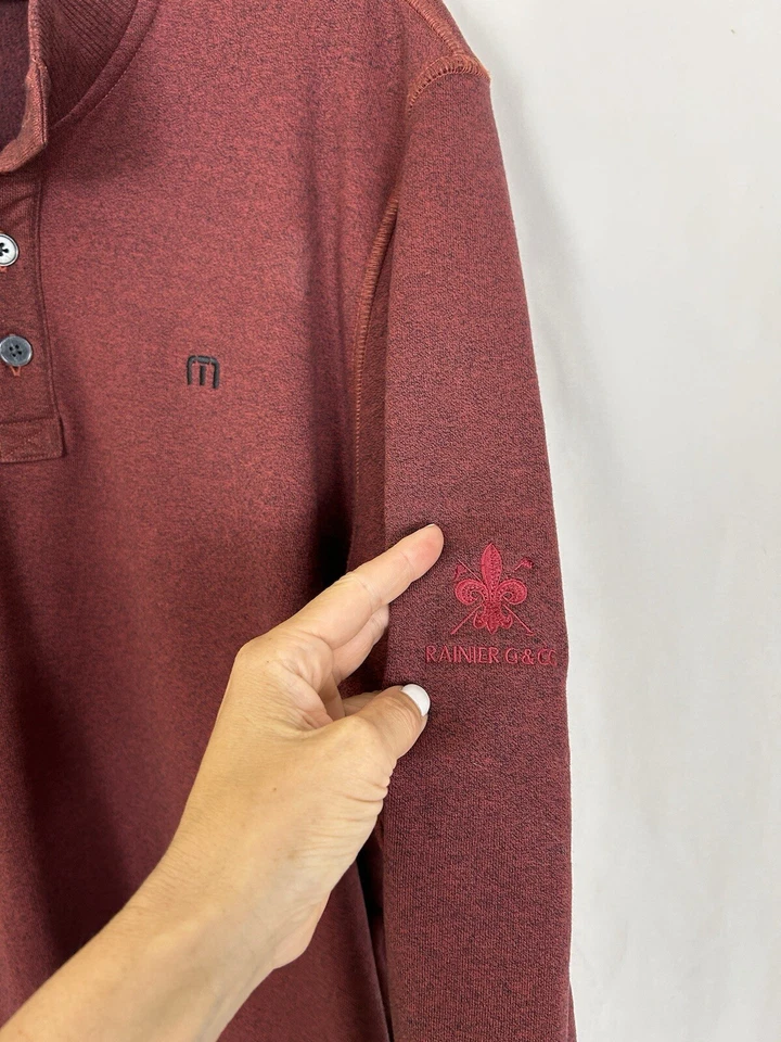 Свитер мужской Travis Mathew размер XL красный пуловер JUUL Labs на пуговицах с ложным вырезом толстовка - Изображение 3 из 4