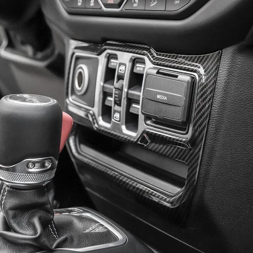 1P Window Control Cover Trim For Jeep Wrangler JL 18-23 Accessories Carbon Fiber - Picture 4 of 8