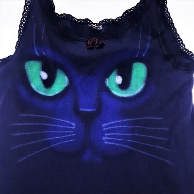 Coole Schwarze Katze Tank Top - Mystisches Design Mit Grünen Augen Für Katzenfans