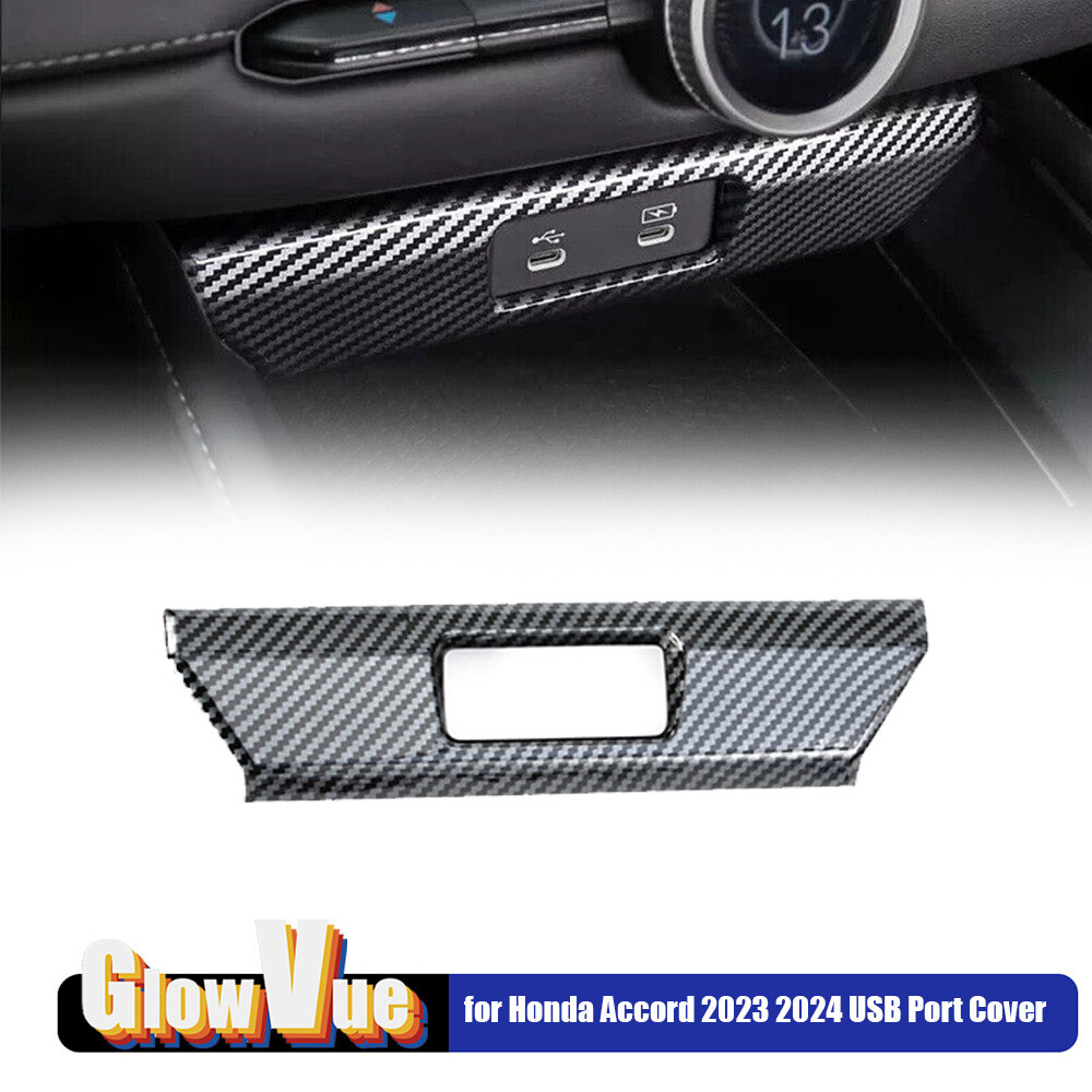 for Honda Accord 2023 2024 USB Port Cover Socket Panel Cover Trim Carbon fiber
