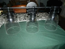 VOLISUN 3 Light Bathroom Vanity Light, Matte Black with Seeded Glass Shade