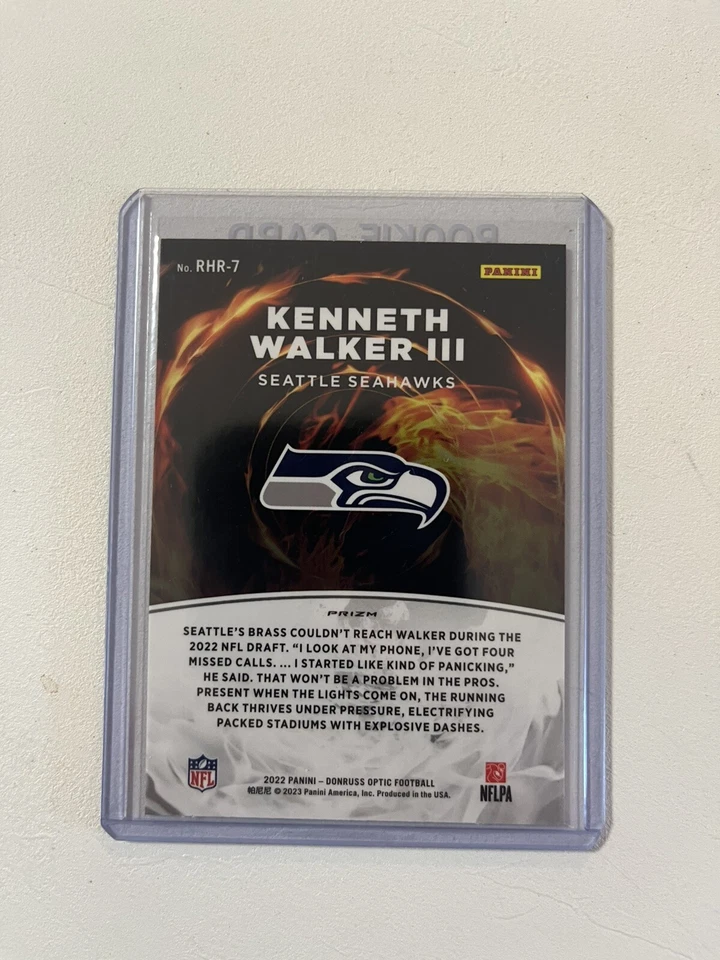 Kenneth Walker III Red Hot Rookies Silver Prizm 2022 Optic NFL Rookie RC SP - Image 2 of 2