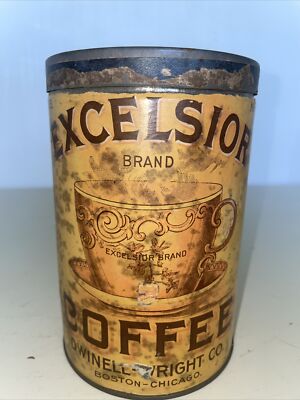 Excelsior Brand Coffee Tin Paper Label Dwinell Wright Co. Boston Chicago