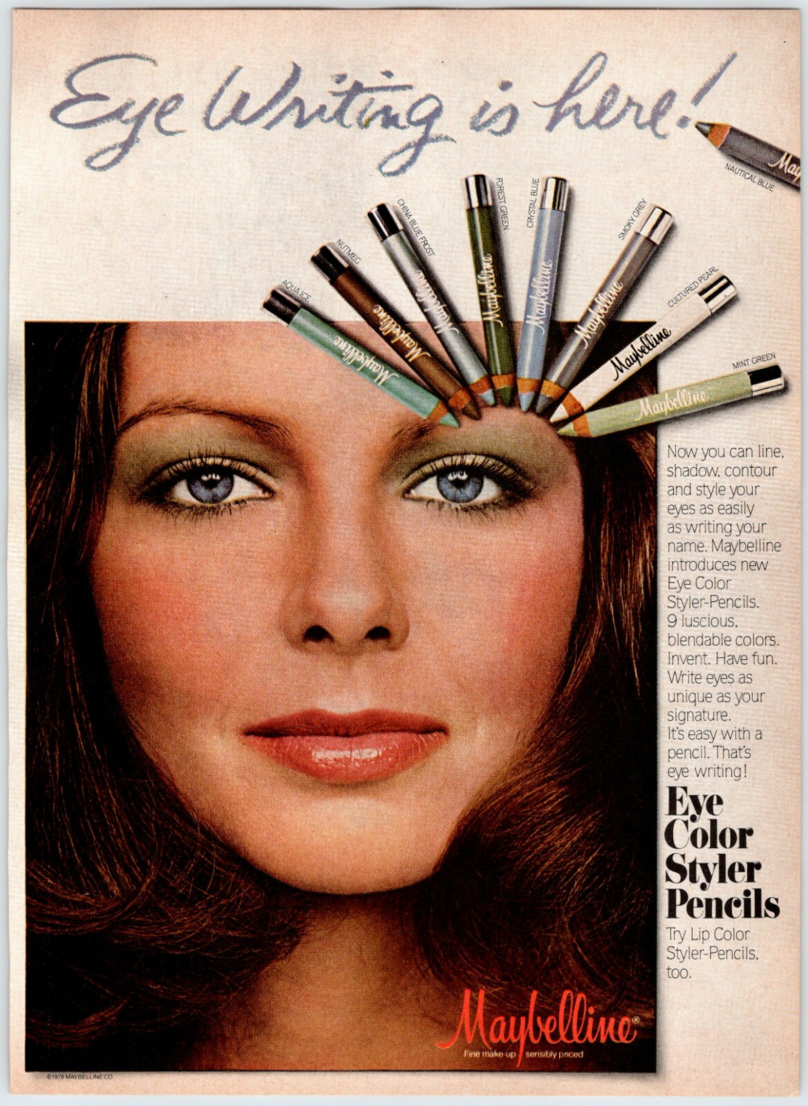 Vintage 1970s Maybelline Styler Pencils Pretty Woman 8x11 Magazine Ad M78-image