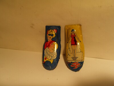 2 Vintage MINI PARTY NOISEMAKER CLICKER 1KIRCHHOF Woman Diver 1 Lady & Clown