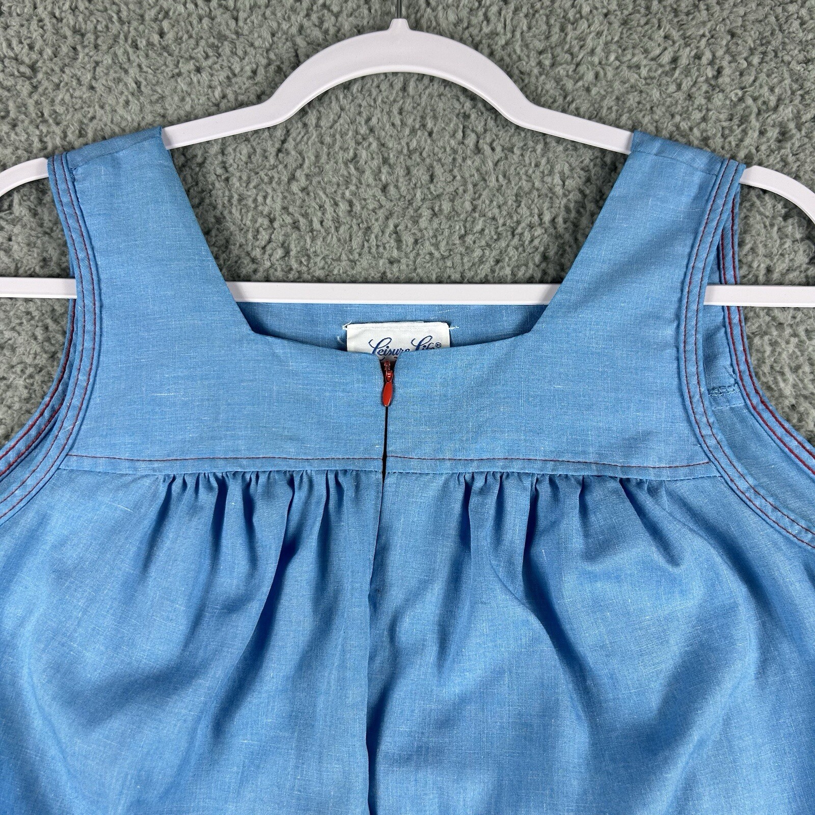 VINTAGE Leisure Life HouseDress Blue Sleeveless E… - image 9
