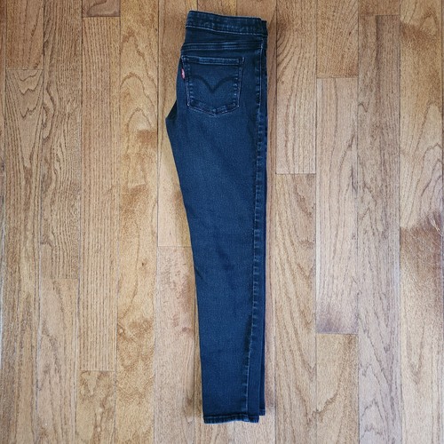 LEVIS Girls sz 12 Black Denim Pull-on Jeggings Medium Wash Stretch Jeans preown - Picture 2 of 15
