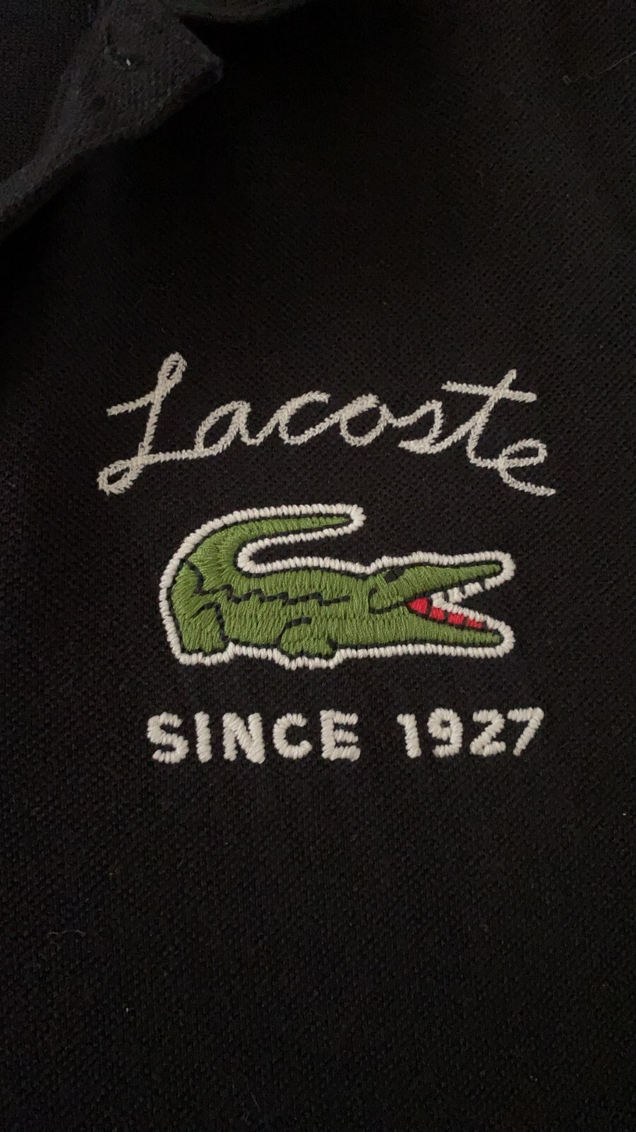 Lacoste Vintage Polo Shirt Mens 4/M Black Big Croc Short Sleeve Golf Tennis-Rare image 2