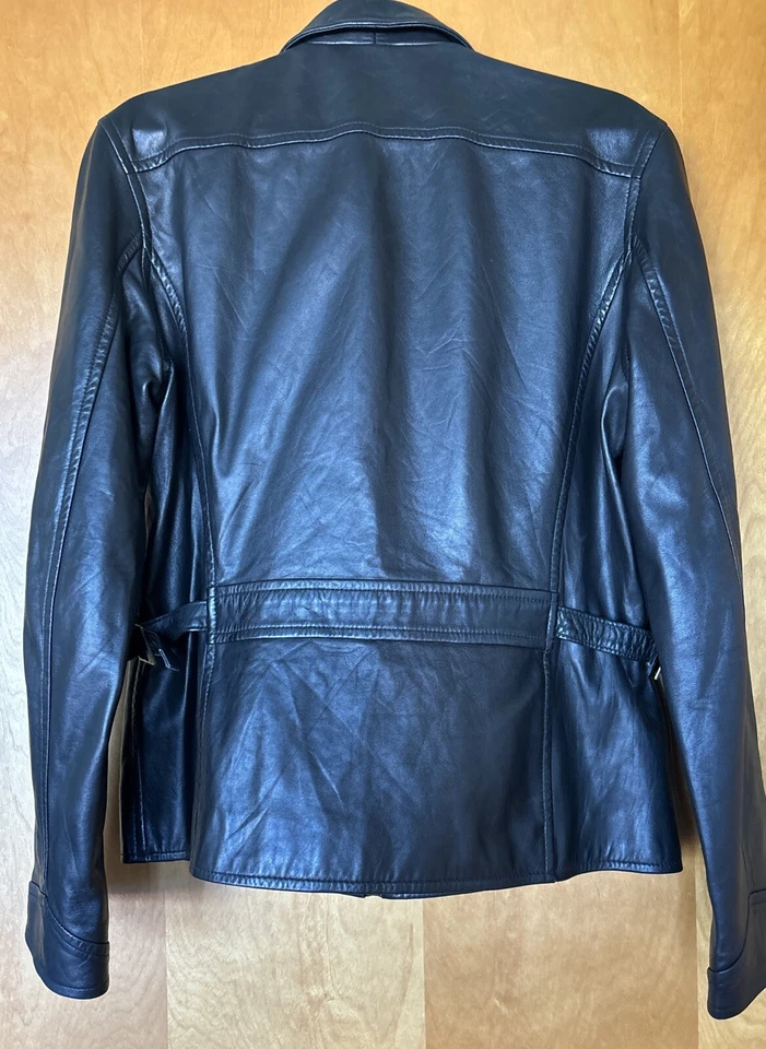 Chaqueta de cuero Ralph Lauren Black Label Collection piel de cordero cuello negro 6 Foto 4 de 4