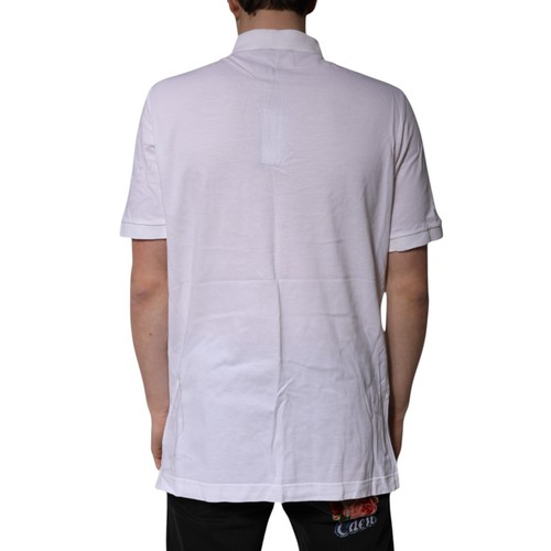 Dolce & Gabbana T-Shirt Weiß Baumwolle Krone Kragen Polo IT56/US46/XXL 310usd - Bild 3 von 6