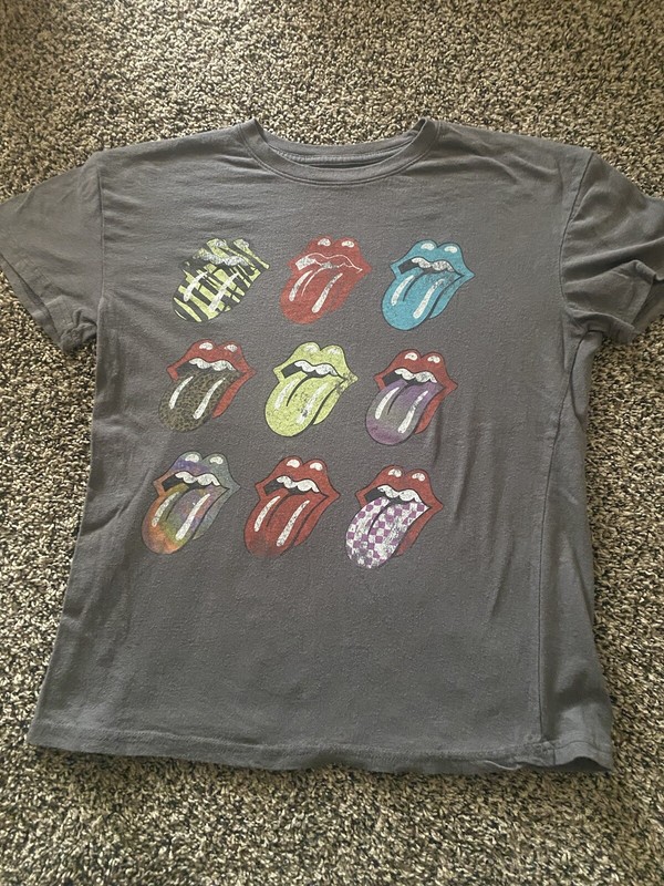 The ROLLING STONES T shirt Classic Rock Tee Women's Gray Short Sleeve Sz Medium