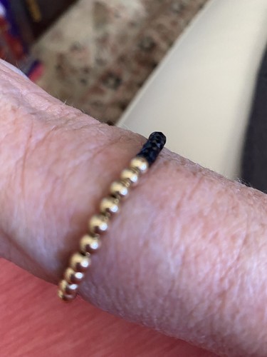 Gorgeous 14K Gold Filled Beaded Rare Black Spinel Bracelet & Heart Hematite NKL - Picture 7 of 7