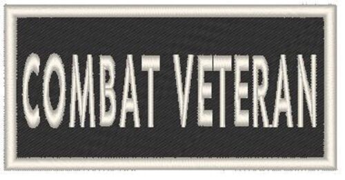 COMBAT VETERAN Embroidered Iron-On Patch Biker Emblem White Border - Picture 1 of 1