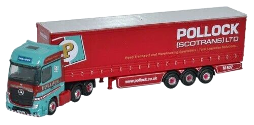 1:148 Scale Oxford NMB002 Mercedes Benz Actros & Curtainside Trailer - POLLOCK