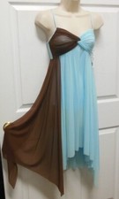 DANCE Lyrical Dress Skate Skating Micromesh Pointed hem ch/ adult Lt BLue/BR