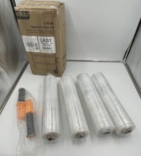HERKKA Stretch Film Wrap, 15" x 1000 Feet, 4 Pack, 60 Gauge Clear Plastic Wrap