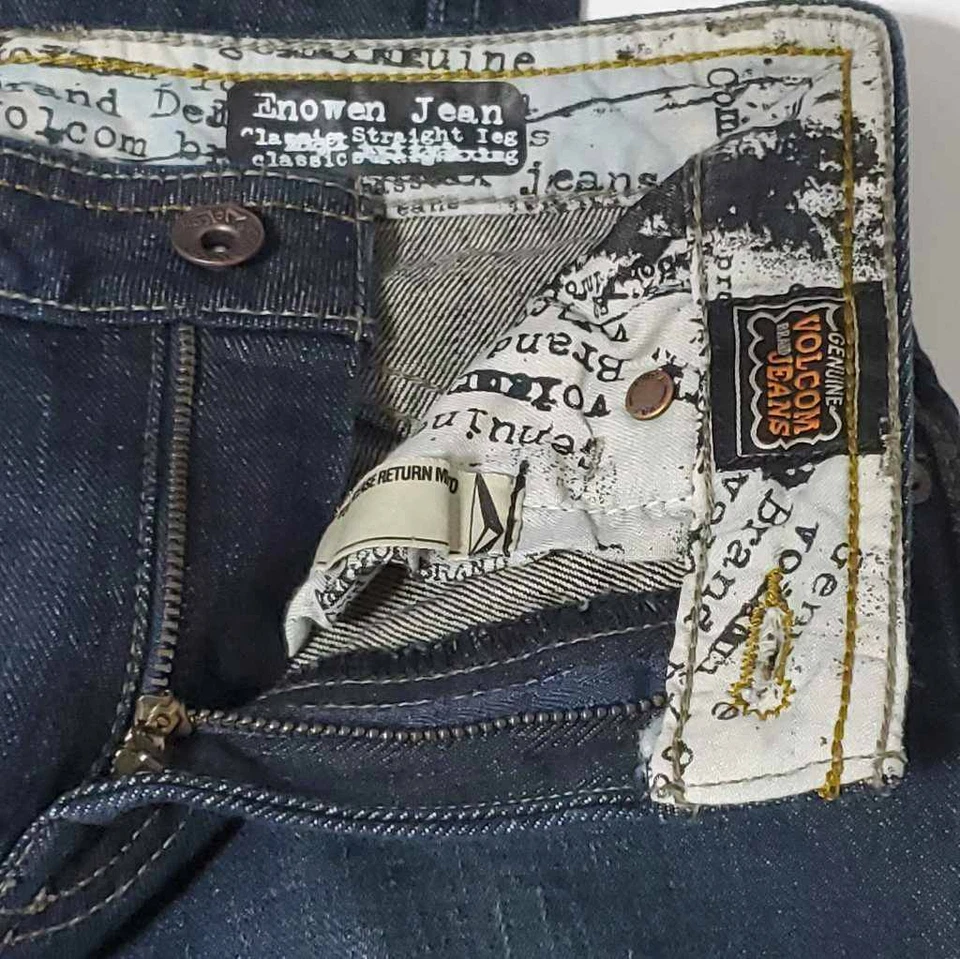 Volcom Girls Enowen Straight Leg Jeans Blue Dark Wash Pockets Denim 27 / 14 — 第 3/4 张图片