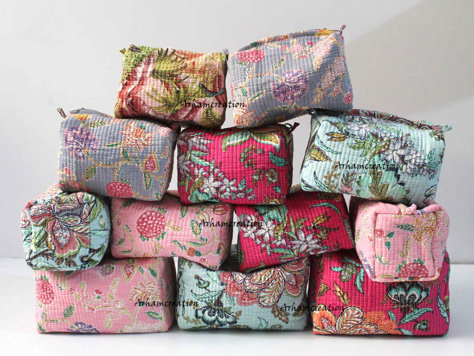 Cotton Toiletry Bag 10 Pcs Mix color Quilted Toiletry Organizer Dopp Kit