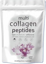 Multi Collagen Peptides Powder 1 lb Hydrolyzed Protein Peptide Type I,II,III,V,X
