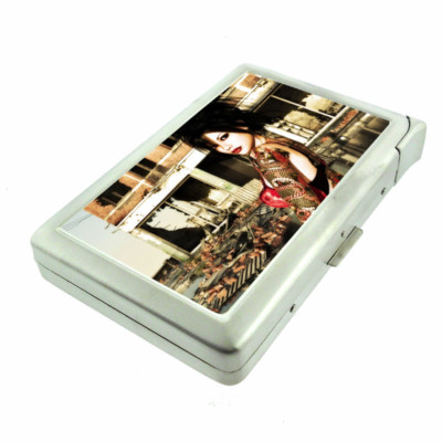 Tattoo Pin Up Girls D37 Cigarette Case with Built in Lighter Metal Wallet 