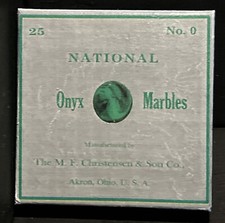 MF Christensen National Onyx Green Slag marbles Size 0 Box for collection