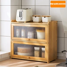 Primary Color 2 Tier Bamboo Storage Cabinet Countertop Storage Cabinet Home