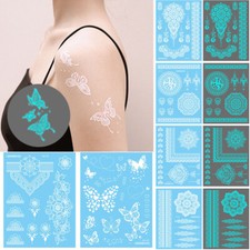 Nightglow Tattoo Stickers Clavicle Flower Luminous Stickers Body Art Waterproof