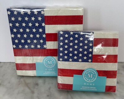 Inevnen American Flag Patriotic Party Supplies Napkins Paper Plates And Paper Cup 4th Of July Decor