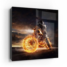 DEQORI Cassetta portachiavi fronte vetro 30x30 cm 'Uomo su sedia di fuoco' scatola, di Ausf.