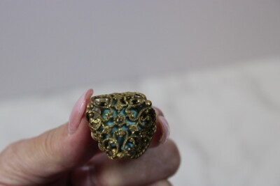 SELTEN 1940-1950er Ära Miriam Haskell filigran Türkis Größe Statement Ring