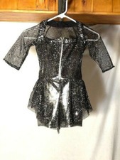 Silver  Black Sequin  Mesh Youth  Adult Jazz/Musical Theatre/Tap Costume