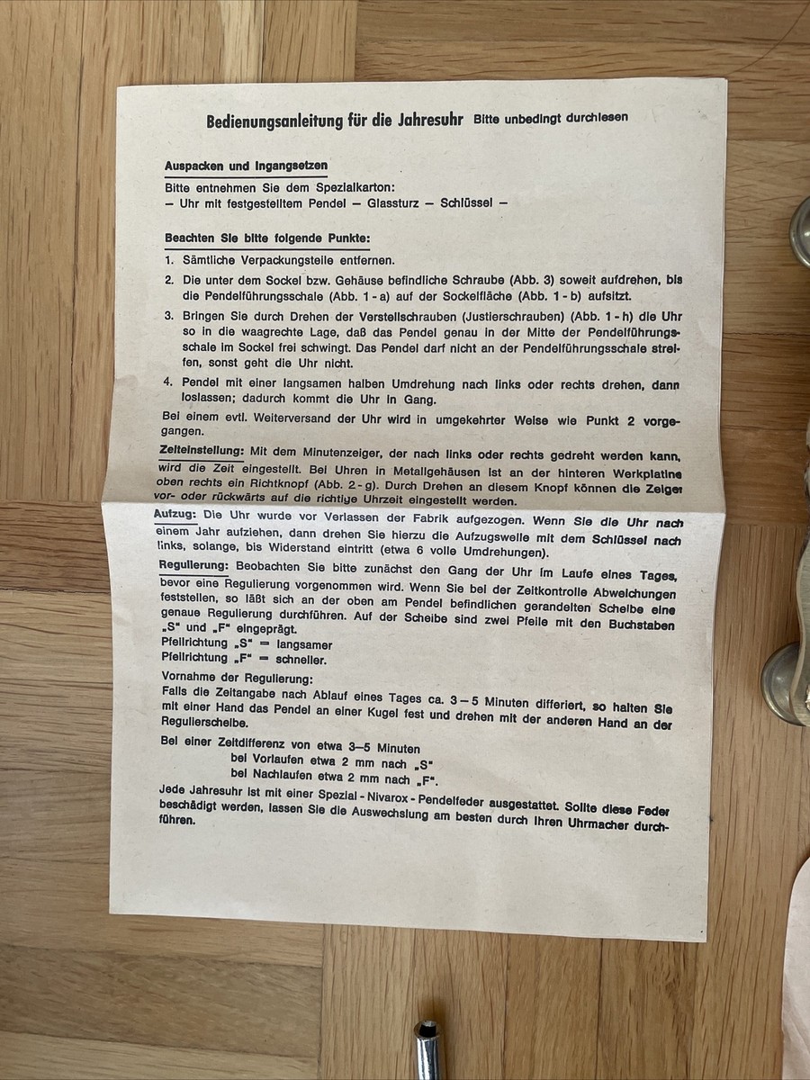 Koma Jahresuhr Drehpendeluhr Gold Mit Zubehör Deutsch, Tischuhr  Standuhr